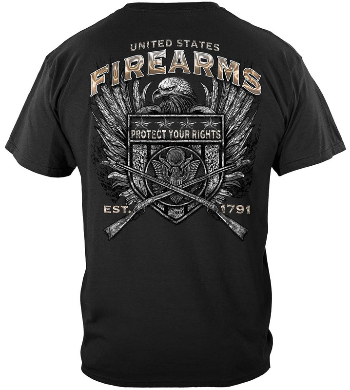 United States Fire Arms 2nd Amendment 100% Cotton Black T-Shirt
