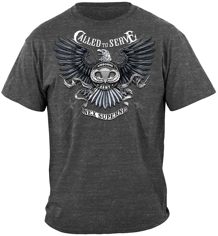 Call To Serve Air Born Military 100% Cotton Heather Charcoal T-Shirt