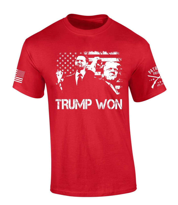 Trenz Shirt Company Trump Tshirt Trump Won Trump Vance American Flag Victory Short Sleeve T-shirt