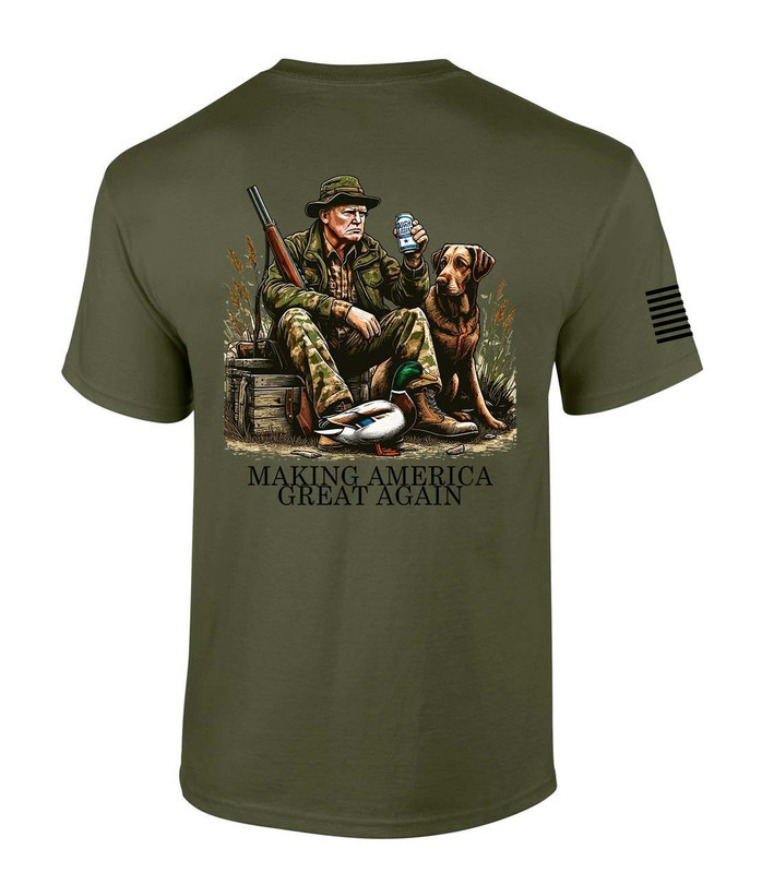 Patriot Pride Trump Hunting T-shirt Trump Hunting Dog and Beer Making America Great Again Short Sleeve T-shirt