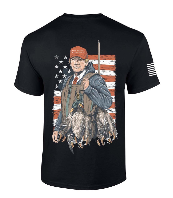 Patriot Pride Trump Hunting T-shirt Trump Duck Hunting Patriotic American Flag Short Sleeve T-shirt