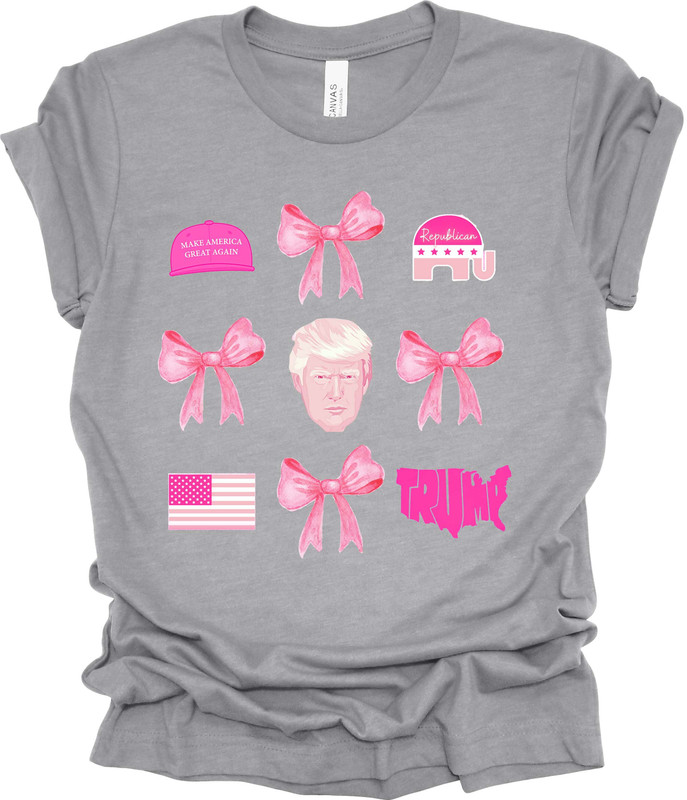 Trenz Shirt Company Womens Trump Pink Bows Ladies Short Sleeve T-shirt