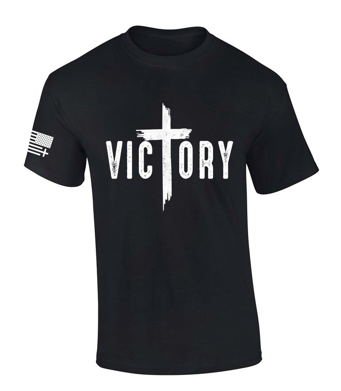Trenz Shirt Company Mens Christian Victory Cross Jesus Short Sleeve T-shirt
