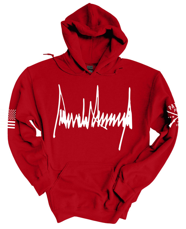 Patriot Pride Trump Hoodie Donald Trump Signature American Flag Hooded Sweatshirt
