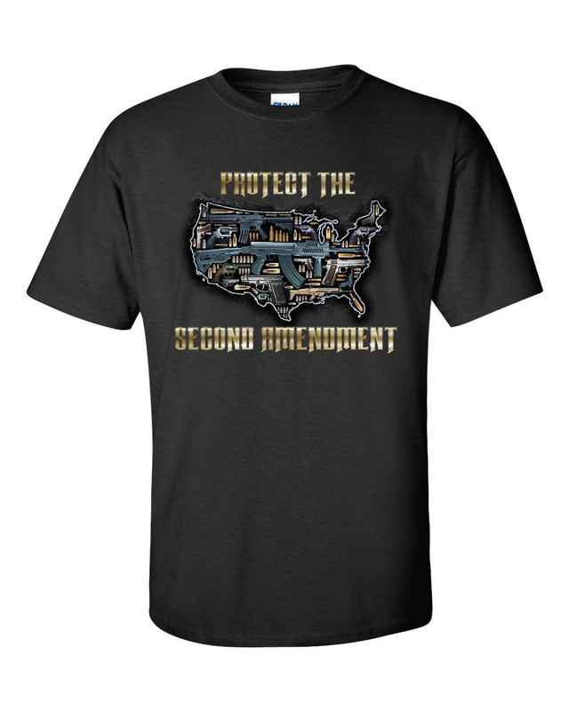 Patriot Pride Collection Collection Protect The Second Amendment USA Outline Short Sleeve T-shirt