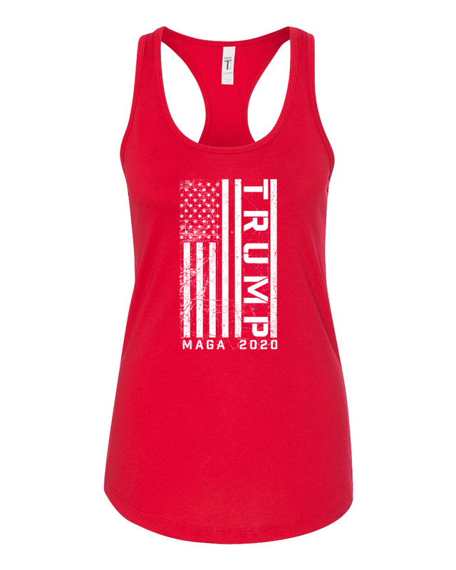 Trenz Shirt Company Trump Flag MAGA 2020 Ladies Racerback Tank Top-Red-XL