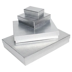 Silver Linen Foil Jewelry Boxes