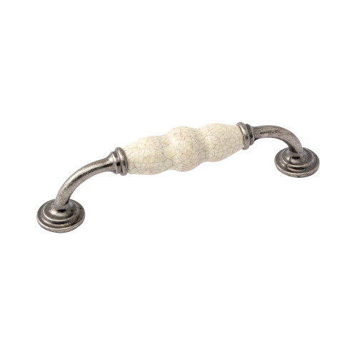 WINCHESTER, D Handle, 128mm Centres, Pewter / Cream Crackle