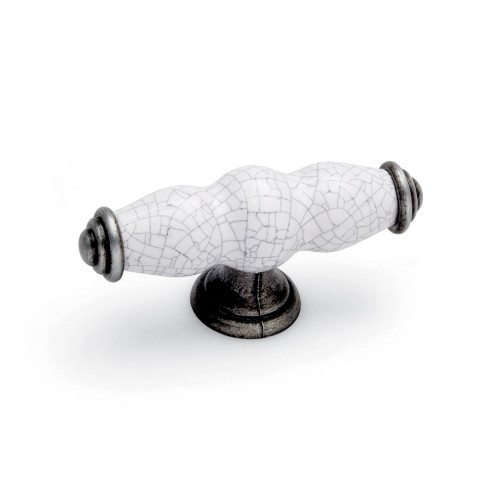 WINCHESTER, T Knob, Pewter / White Crackle