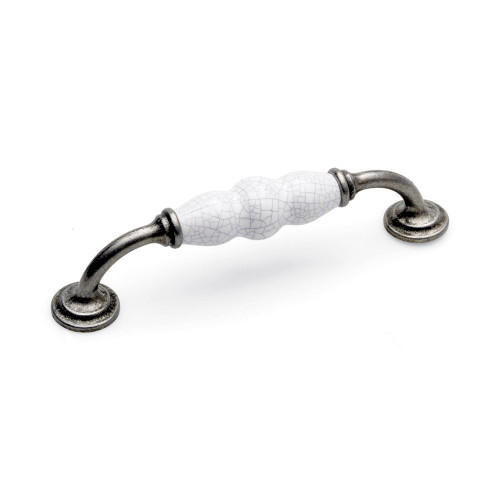 WINCHESTER, D Handle, 128mm Centres, Pewter / White Crackle