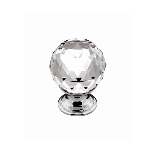 CLARITY, Round Knob, 30mm Diameter, Chrome / Crystal