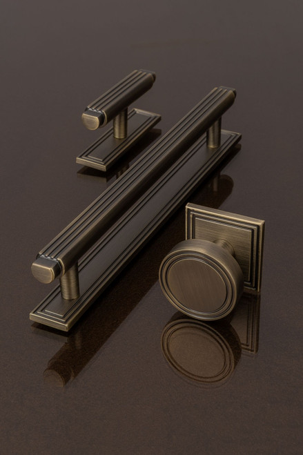 CLARIDGE, T Bar Handle & Back Plate, 160mm Centres, Antique Brass