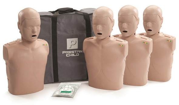  Prestan Professional Training Manikins Child with CPR Monitor inc 50 Lung Bags (Pk 4) 
