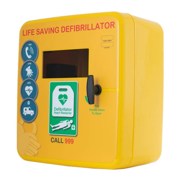 Risk Assessment Products Outdoor Defibrillator Cabinet - Unlocked - Heater and LED Light - Yellow 