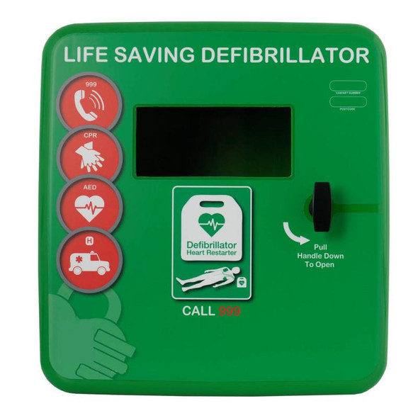 Risk Assessment Products Outdoor Defibrillator Cabinet - Unlocked - Heater and LED Light - Green 