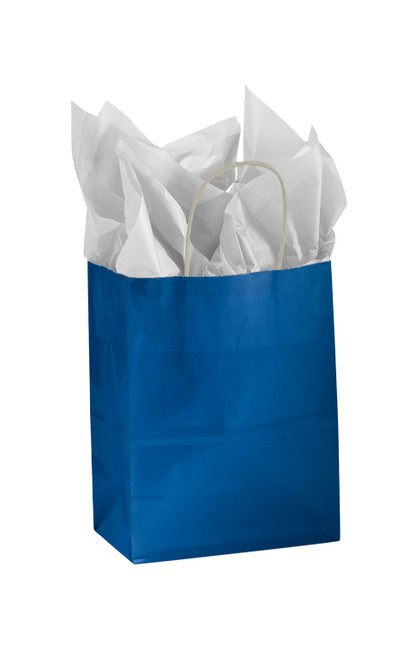 Medium Glossy Royal Blue Paper Bags - Case of 25zoom