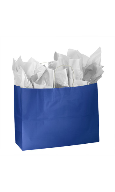Large Glossy Royal Blue Paper Bags - Case of 100zoom