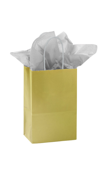 Small Glossy Gold Paper Bags - Case of 100zoom