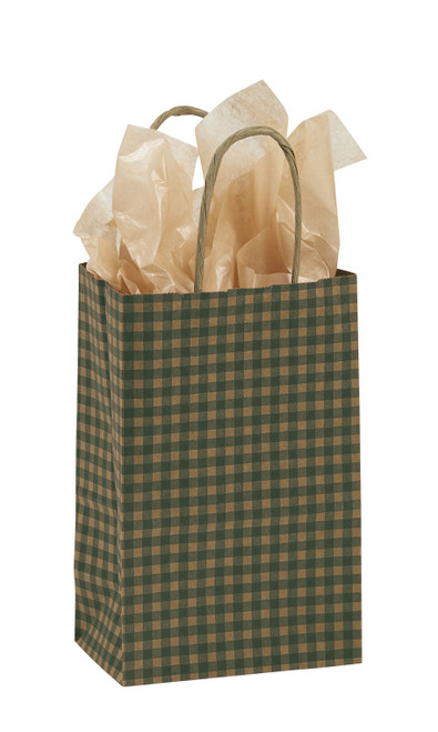 Small Green Gingham Paper Bags - Case of 100zoom