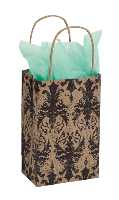 Small Distressed Damask Paper Bags - Case of 100zoom
