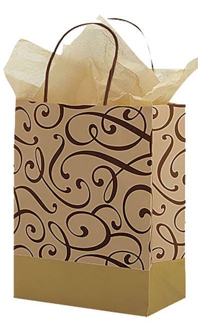 Medium Chocolate & Kraft Swirl Paper Bags - Case of 25zoom