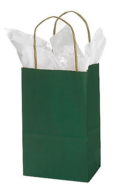 Small Hunter Green Paper Bags - Case of 25zoom