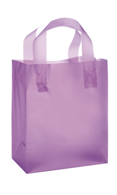 Medium Lavender Frosted Plastic Shopping Bags - Case of 100zoom