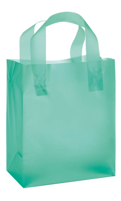 Medium Aqua Frosted  Plastic Bags - Case of 25zoom