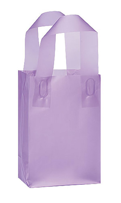 Small Lavender Frosted Plastic Shopping Bags - Case of 100zoom