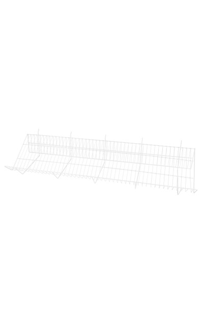 48" x 12" x 6" White Downslope Shelf With 4" Slanted Front Lip for Slatwall or Pegboard zoom