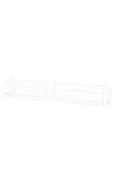 48" x 6" x 6 ½" White CD/DVD/Cassette Shelf for Wire Gridzoom