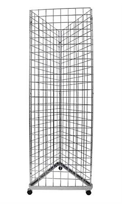 Chrome Triangle Wire Grid Tower with Base & Casterszoom