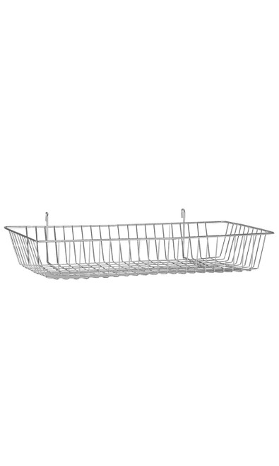 Chrome Mini Wire Grid Basket for Wire Grid - 24"W x 12"D x 4"H zoom