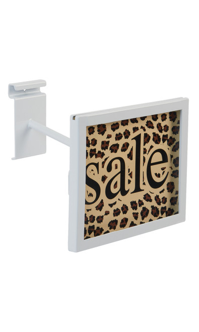 Rectangular White Faceout Sign Holder for Wire Grid - Holds 7"W x 5½"H Signszoom