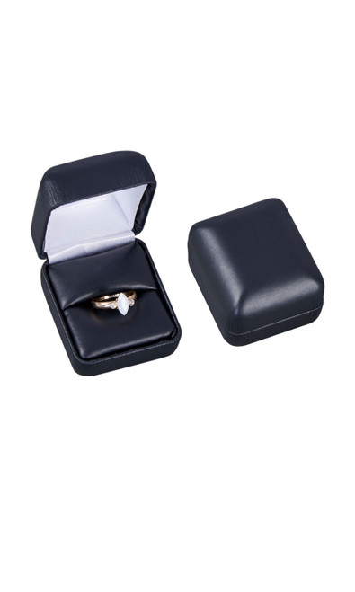 Black Faux Leather Ring Box - Case of 50zoom