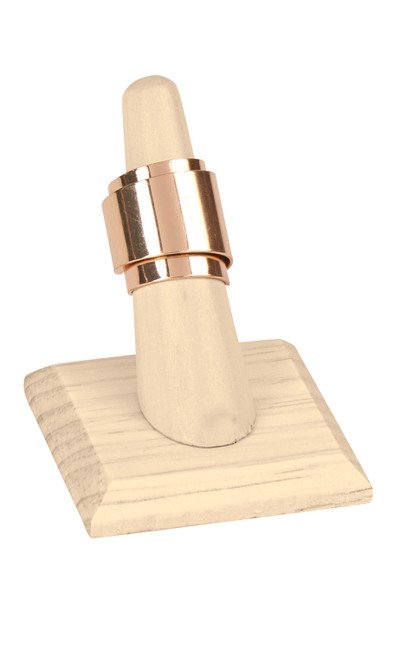 Antique White Single Finger Wood Ring Display- Case of 3zoom