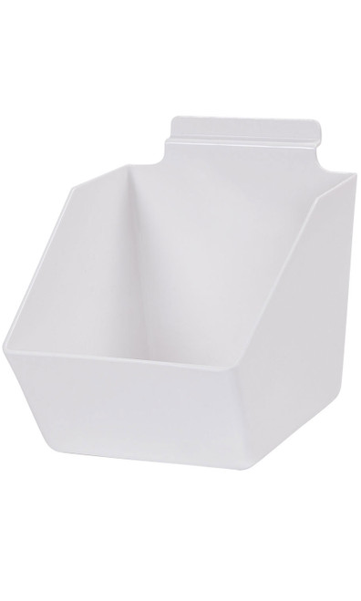 6" x 5½" x 7½" White Plastic Dump Bin for Slatwall - Case of 2zoom