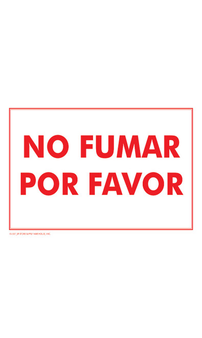 NO FUMAR POR FAVOR (No Smoking Please!) Policy Sign Card - Case of 3zoom