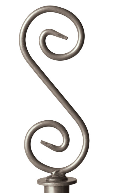 Boutique Raw Steel S-Shape Round Fitting Finialzoom