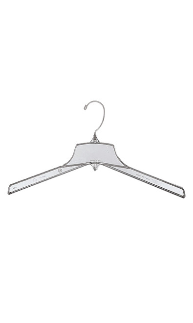 Break-Resistant 17 inch Clear Plastic Coat Hangers- Case of 100zoom