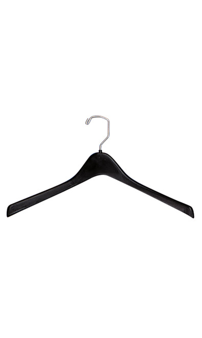 17 inch Contoured Black Plastic Coat Hangers- Case of 100zoom