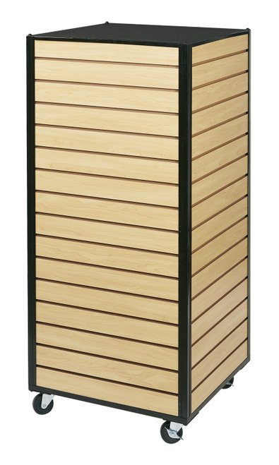 Maple Framed Rolling Slatwall Tower 23 5/8"W x 23 5/8"D x 52 1/4" Hzoom