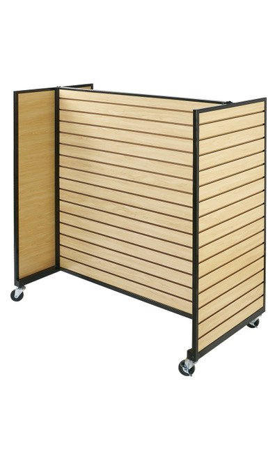 Maple Metal Framed Rolling Slatwall Gondolas without shelves  50"W x 53" H overallzoom