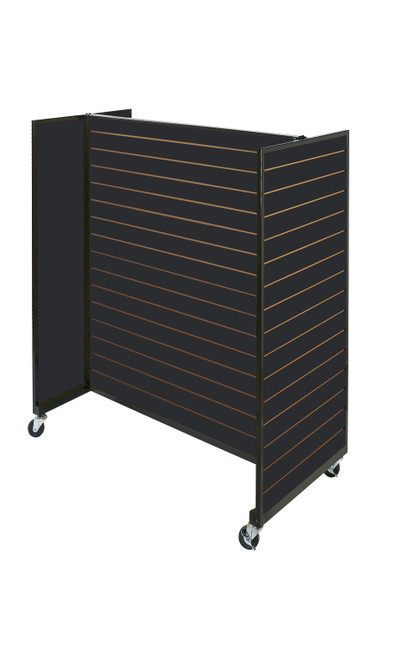 Black Metal Framed Rolling Slatwall Gondolas without shelves  50"W x 53" H overallzoom