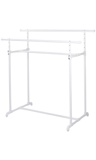 Boutique White Pipe Double Rail H-Rack 63"W x 30”D x 48"-72"Hzoom