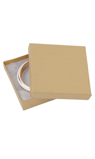 Cotton Filled Kraft Two Piece Jewelry Gift Boxes - 3½” x 3½” x 1" (Case of 50)zoom