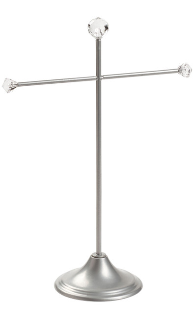 Silver Medium T-Bar Jewelry Display with Clear Gemszoom