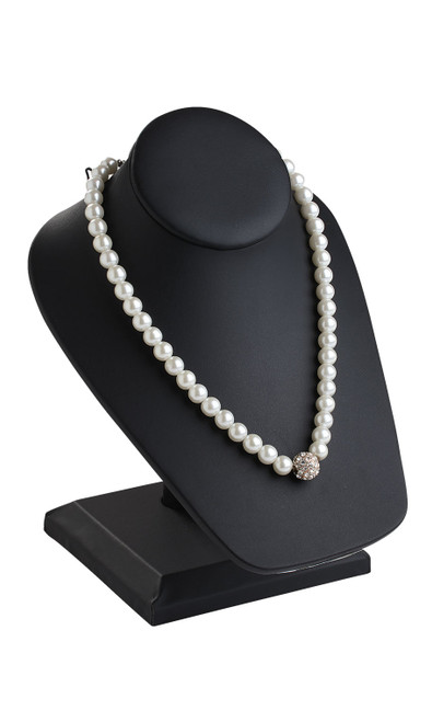 Black Faux Leather Necklace Display on Stand zoom