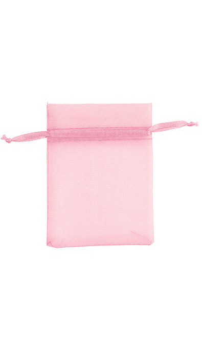 Medium Pink Organza Drawstring Pouches - Case of 100zoom