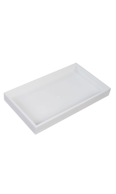 White Plastic Large Stackable Tray - 14 3/4"W x 8 1/4"L x 1 1/2"H  - Set of 3zoom